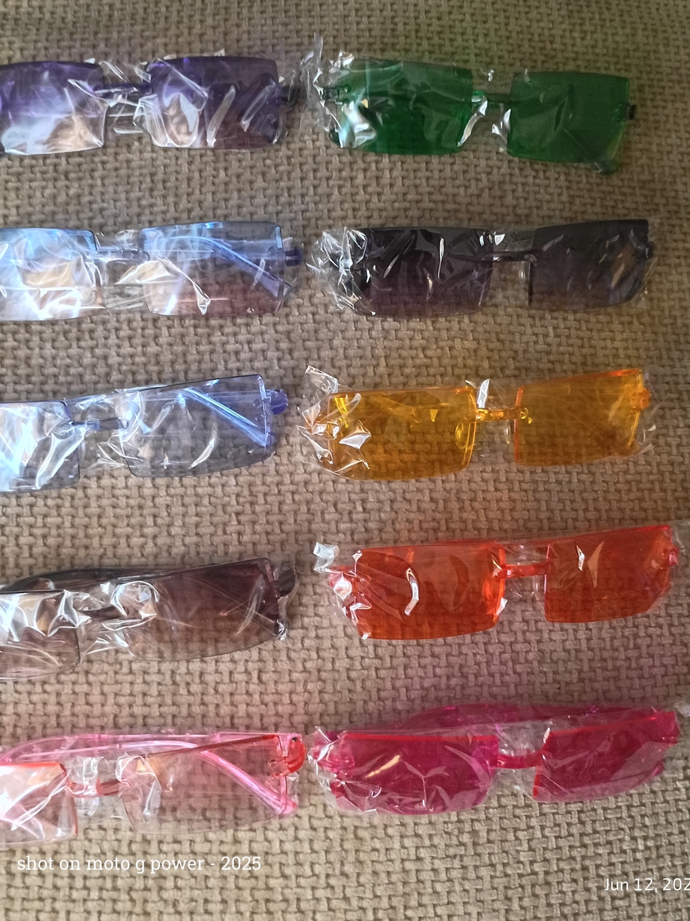 Colorful Rimless Rectangle Sunglasses - Multi Color Pack